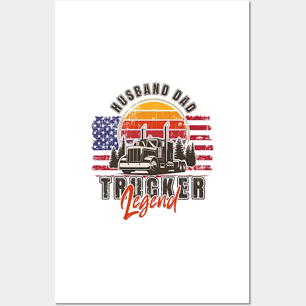 USA truck drivers, long haul truck, Husband dad trucker  legend Wall Art by HomeCoquette